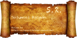 Solymosi Kálmán névjegykártya